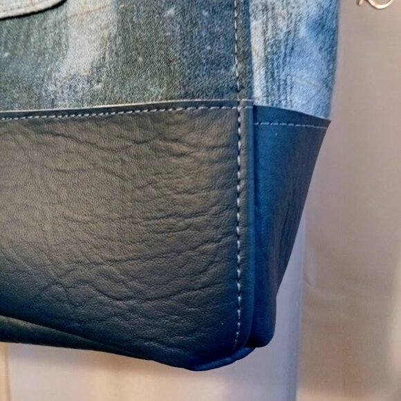 New Abstract Tote Shopper shoulder Bag Blue Crackle Stars Double handle Carryall - Picture 9 of 11